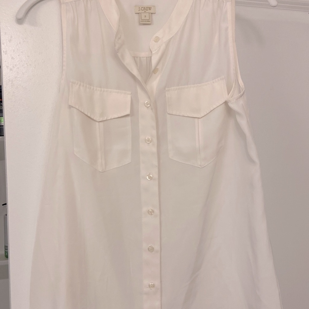 J. Crew Cream Sleeveless Blouse